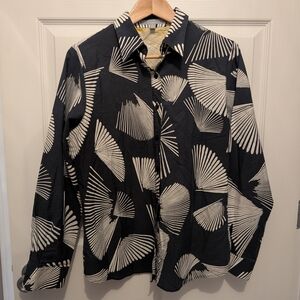 Men's Navy & Cream Patterned Lightweight Shirt Jacket